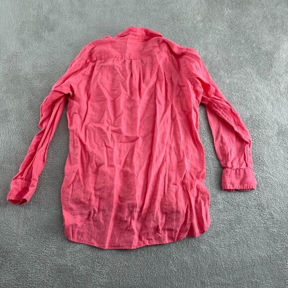 Lauren Ralph Lauren Womens Pink Linen Button-Up Shirt M 5401 - Picture 2 of 9